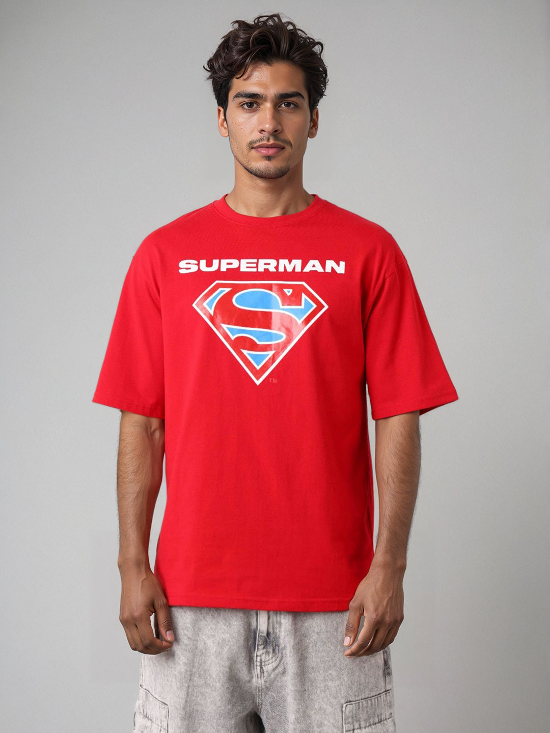 Men's Superman Back Printed Boxy Fit T-shirt