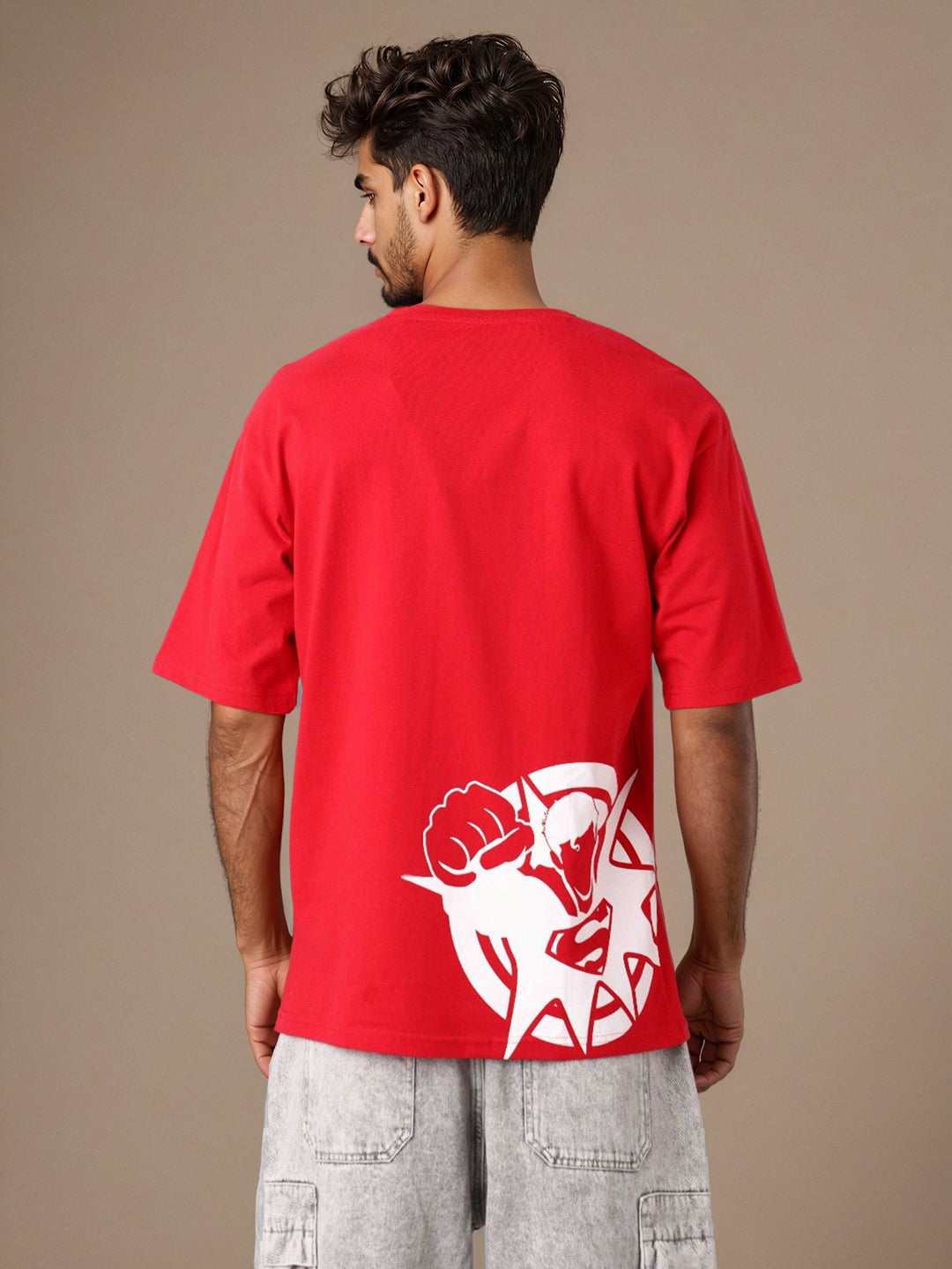 Men's Superman Back Printed Boxy Fit T-shirt