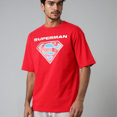 Men's Superman Back Printed Boxy Fit T-shirt