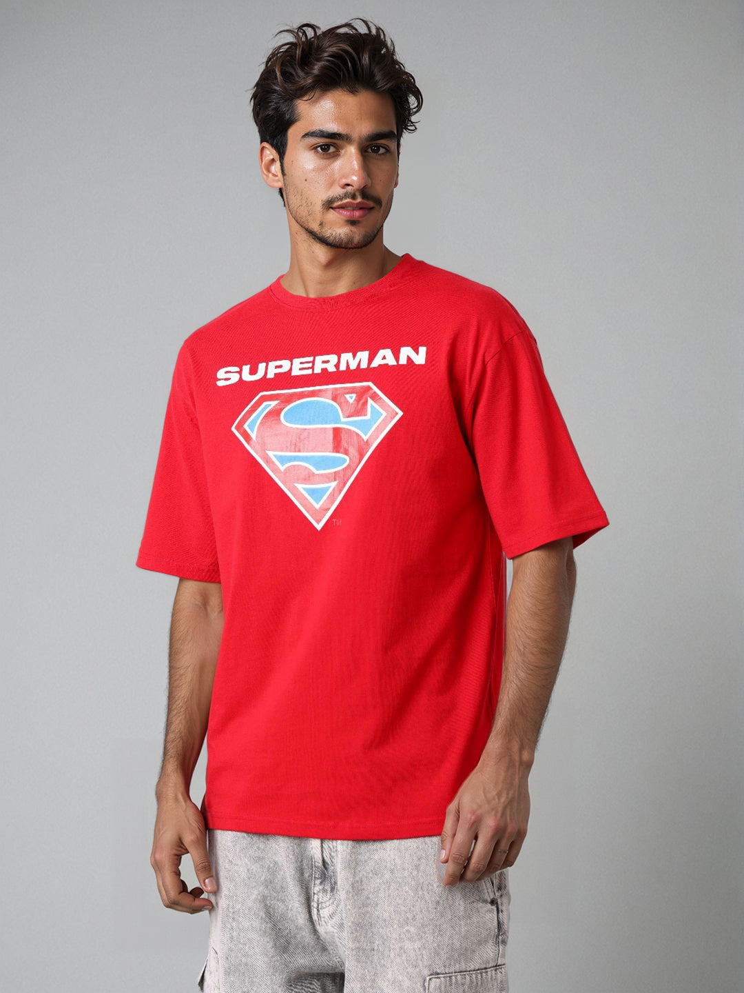 Men's Superman Back Printed Boxy Fit T-shirt