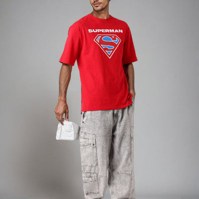Men's Superman Back Printed Boxy Fit T-shirt