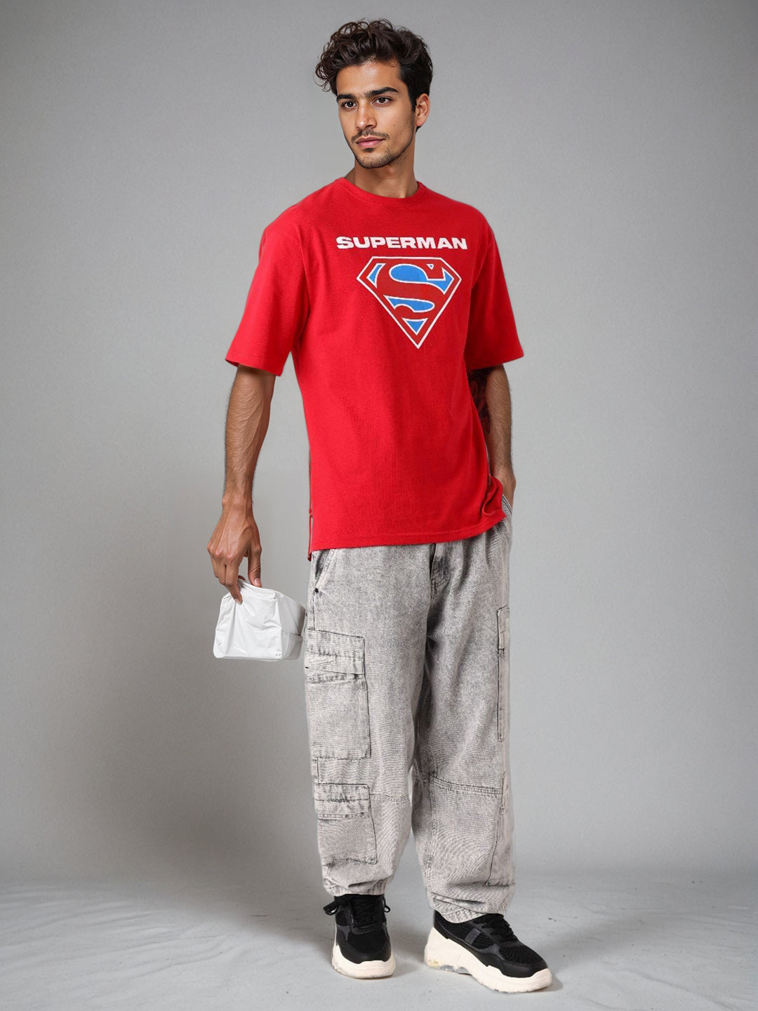 Men's Superman Back Printed Boxy Fit T-shirt