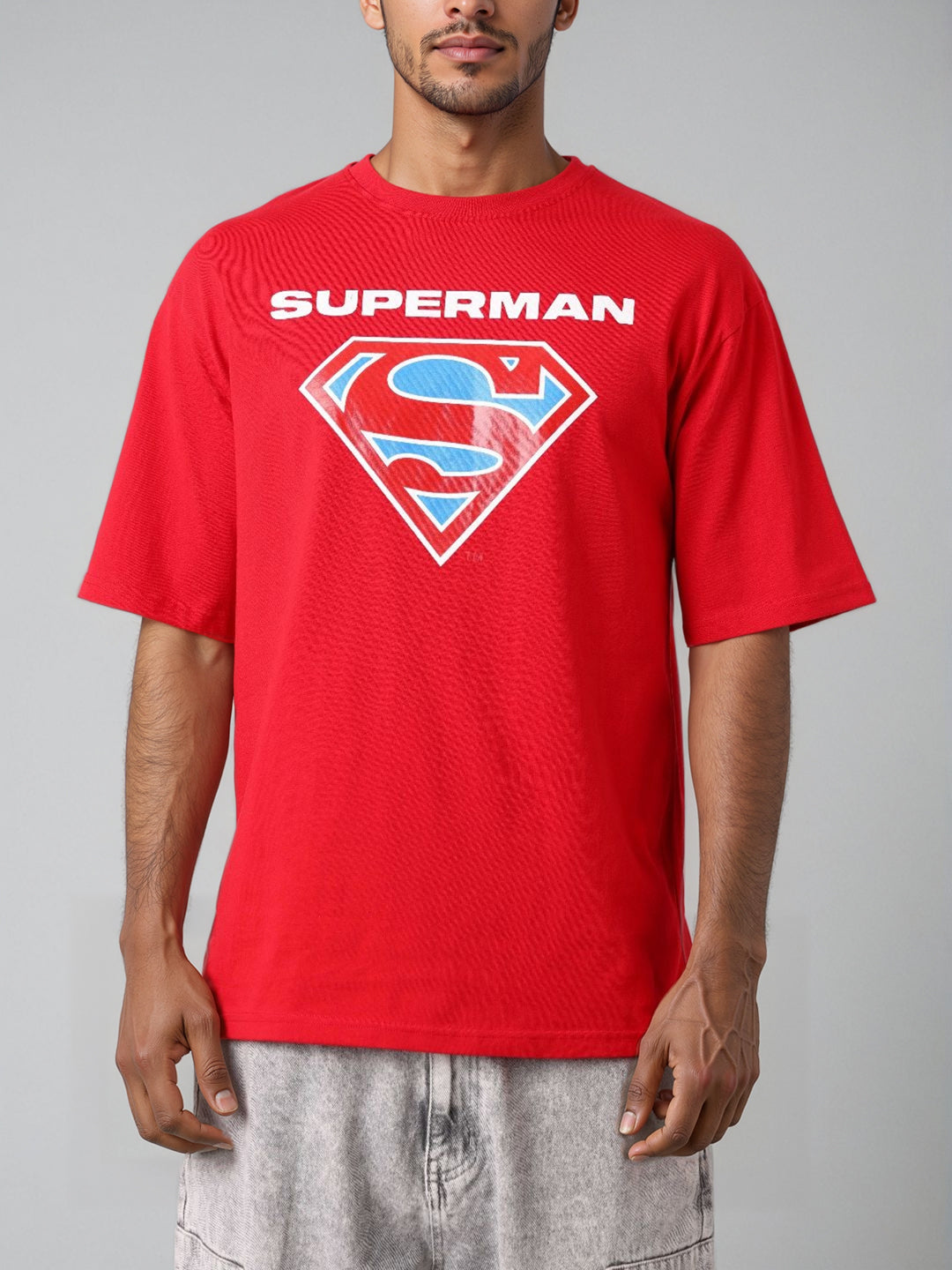 Men's Superman Back Printed Boxy Fit T-shirt