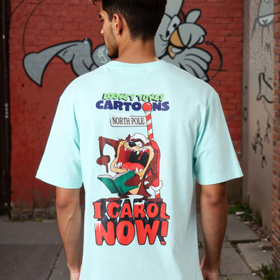 Men's Blue Boxy Fit Looney Tunes Character Back Print T-Shirt