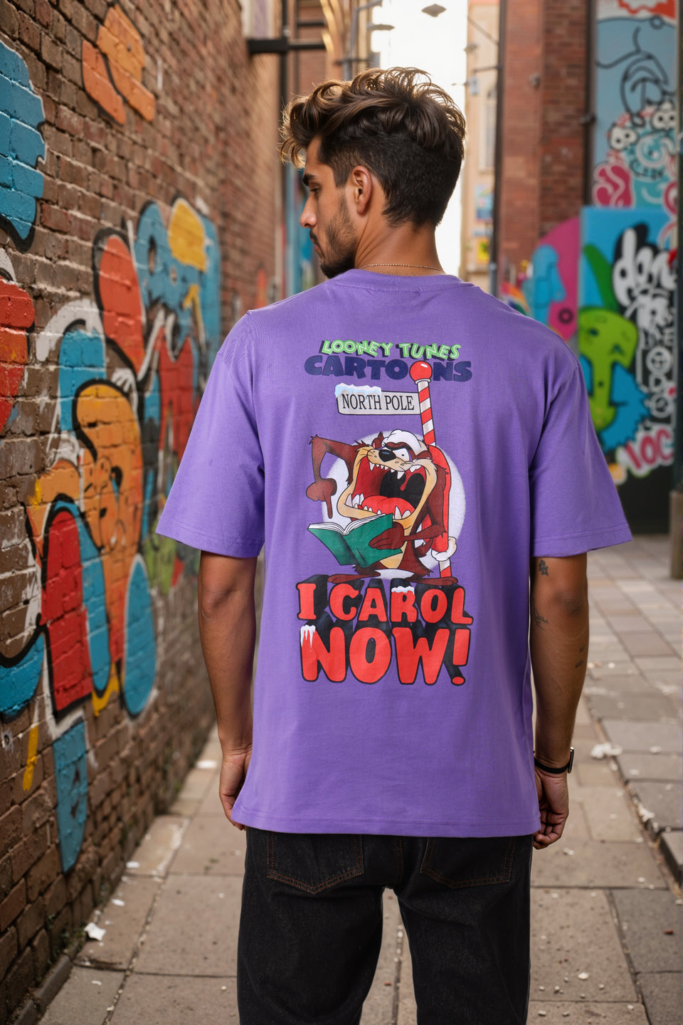 Men's Looney Tunes Back Printed Boxy Fit Tshirt