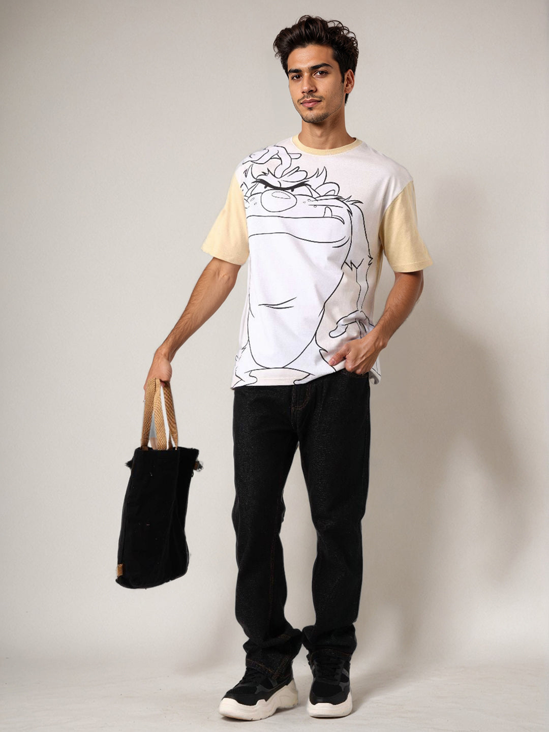 Men's Looney Tunes Back Printed Boxy Fit T-shirt