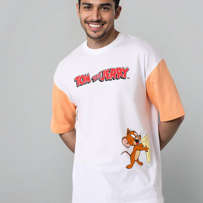 Men's Boxy Fit Tom & Jerry Back Print T-Shirt
