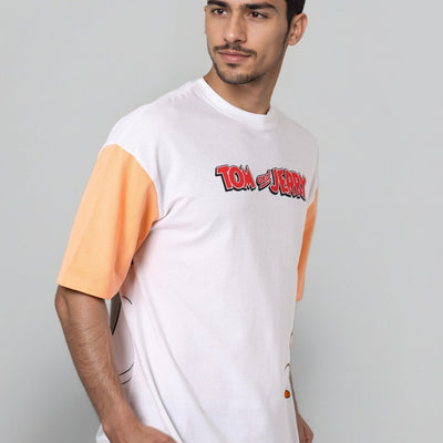 Men's Boxy Fit Tom & Jerry Back Print T-Shirt