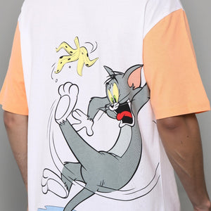 Men's Boxy Fit Tom & Jerry Back Print T-Shirt