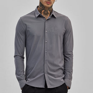Grey Stretchable Slim Fit Shirt