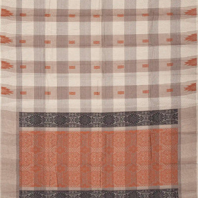 Off White Woven Rasipuram Cotton Saree With Checks