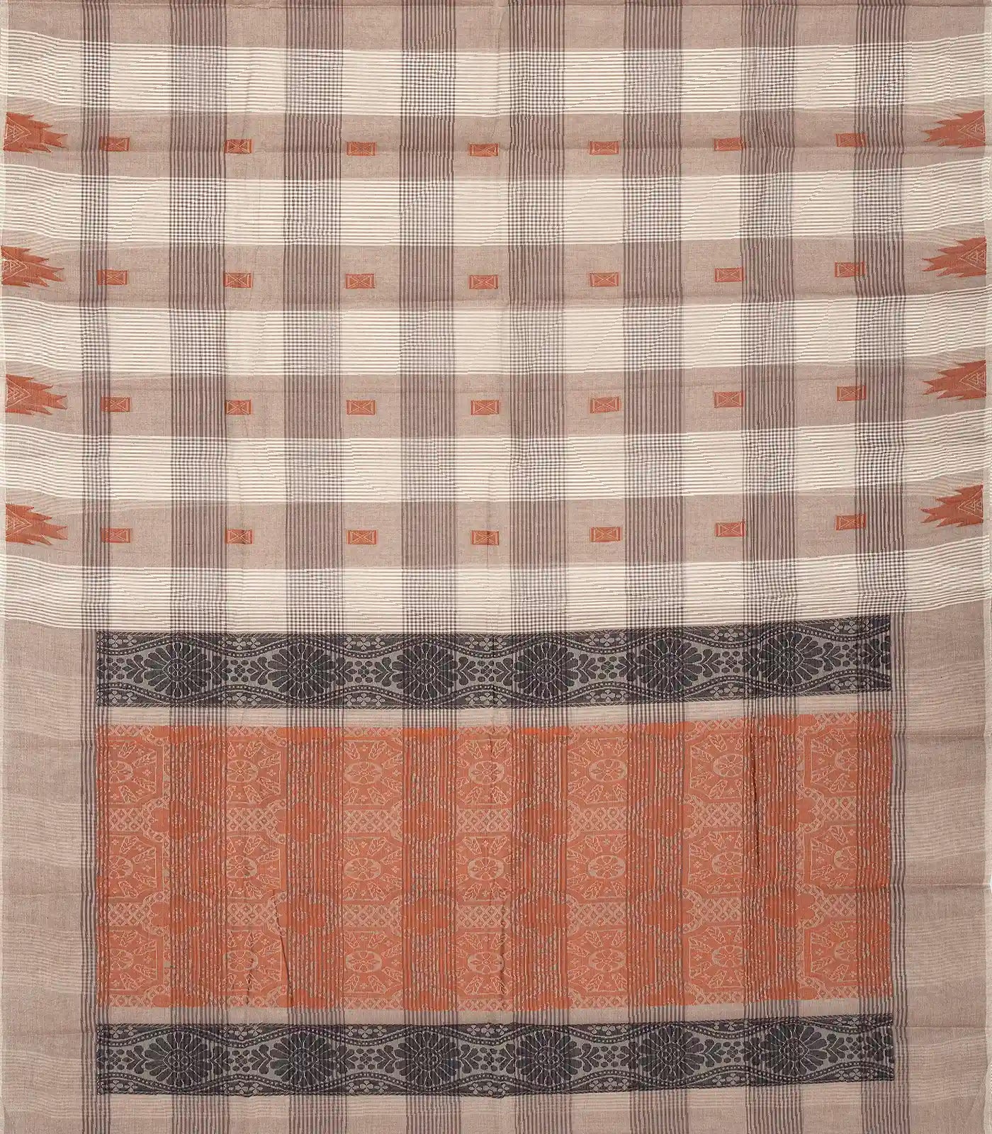 Off White Woven Rasipuram Cotton Saree With Checks