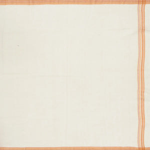 Off White Handloom Bhujodi Cotton Saree With Red Stripes