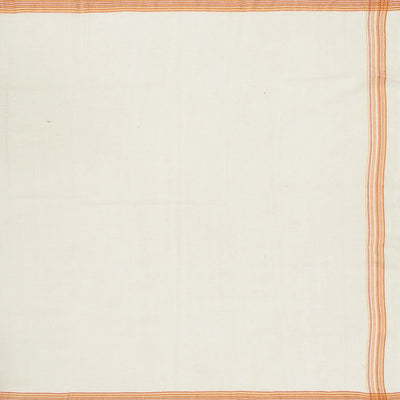 Off White Handloom Bhujodi Cotton Saree With Red Stripes