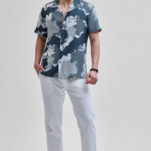 Teal Abstract Box Fit Shirt