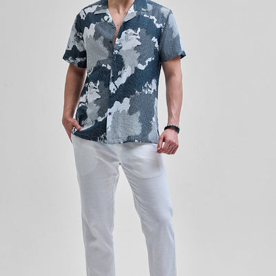 Teal Abstract Box Fit Shirt
