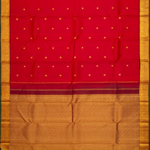 Red Handloom Kanchipuram Silk Saree With Annam Buttas
