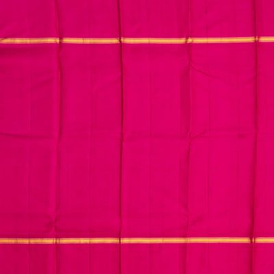 Yellow Handloom Kanchipuram Korvai Silk Saree With Checks & Ganga Jamuna Border
