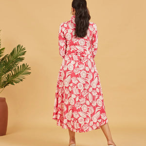 French Rose Pink Floral Dress