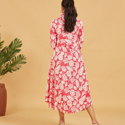 French Rose Pink Floral Dress