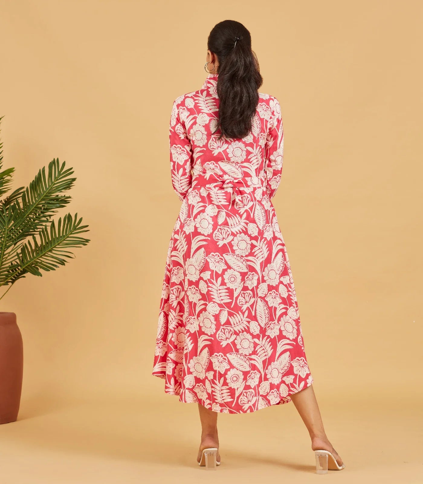 French Rose Pink Floral Dress