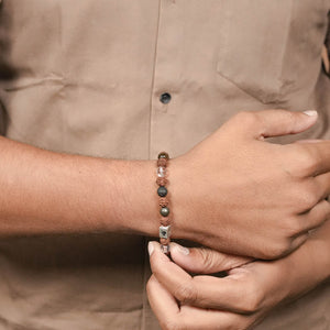 Rudraksha with Lava, Pyrite,Spatik Beads Bracelet