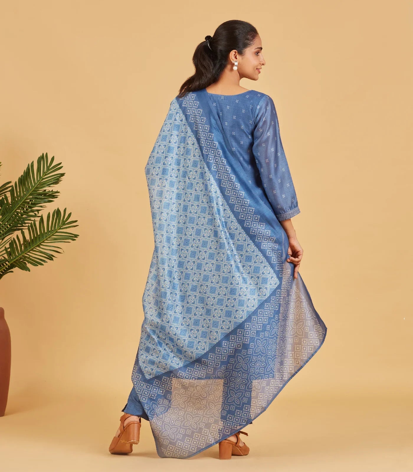 Cobalt Blue Kurta Set With Matching Dupatta