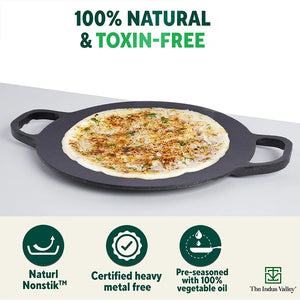 Cast Iron Double Handle Concave Tawa
