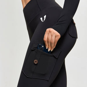 PowerMove Thermal Fleece Cargo Leggings - Black