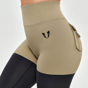 Cargo Athletic Leggings - Beige and Black