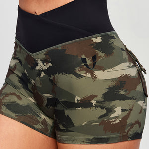 V-waist Cargo Shorts - Abstract Camo and Black