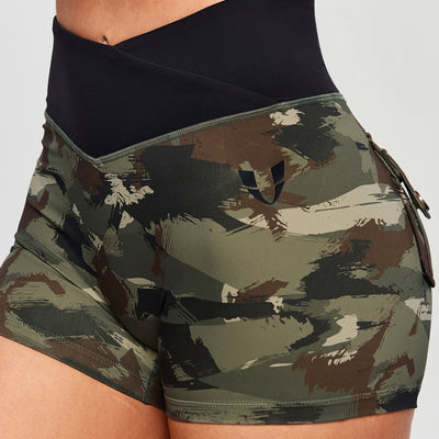 V-waist Cargo Shorts - Abstract Camo and Black