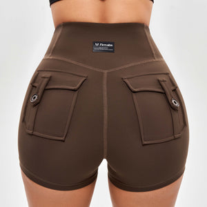 V-waist Cargo Shorts Plus-Dark Brown