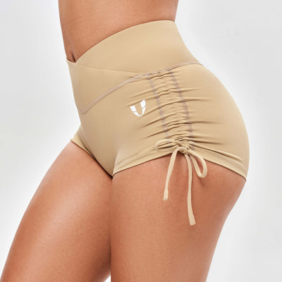 V-waist Scrunch Butt Shorts - Khaki Yellow