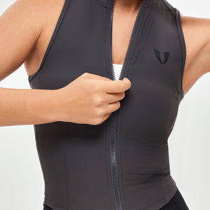 Ribbed Zip Up Tank - Graphite Gray