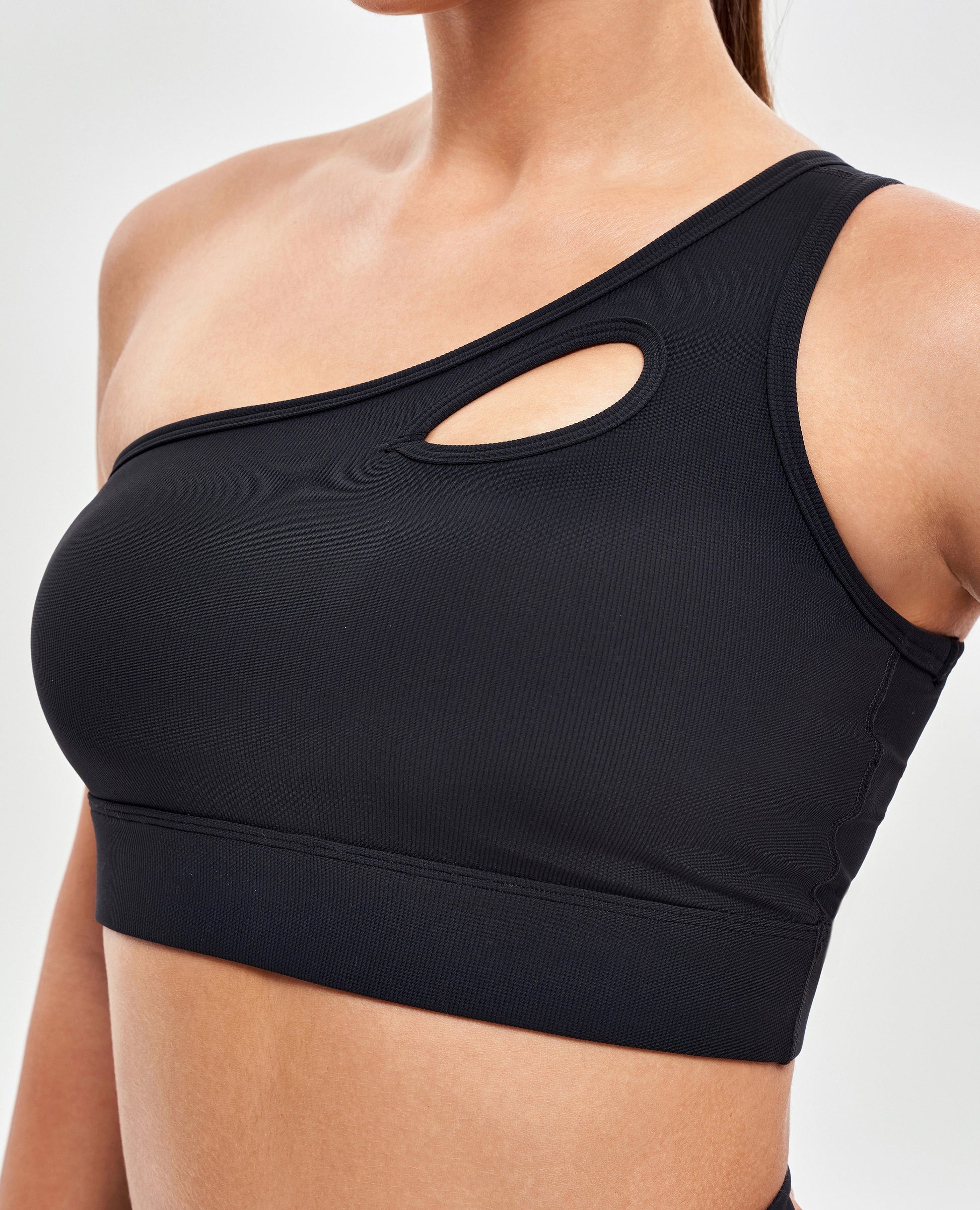 One Shoulder Sports Bra - Black