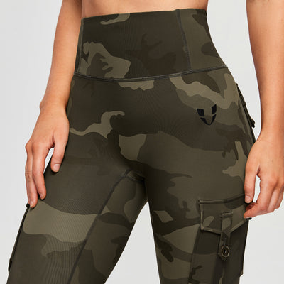 High Waisted Cargo Leggings - Army Green Camo