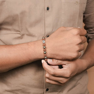 Rudraksha with Pyrite Beads Bracelet