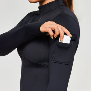 Stand Collar Fitness Moto Jacket - Black