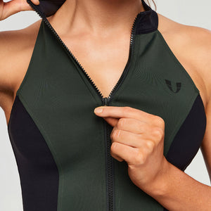 Contrast Color Gym Tank - Deep Green and Black