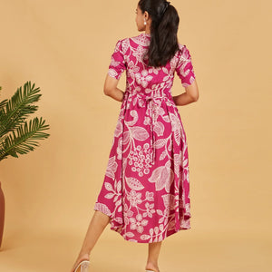 Bright Rose Printed Dress