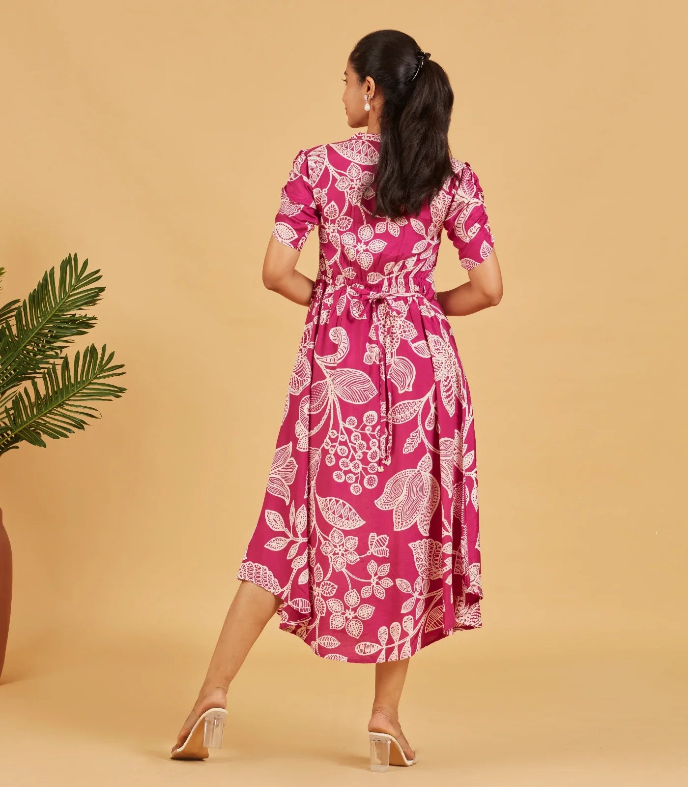 Bright Rose Printed Dress