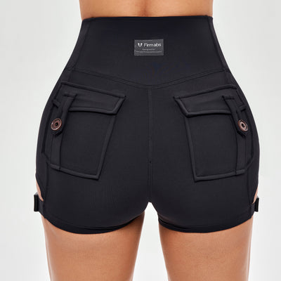 Cutout Cargo Shorts - Black