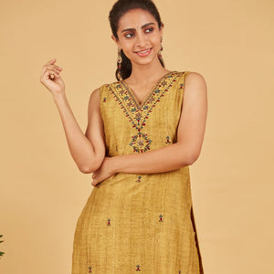 Olive Kurta Set With Matching Dupatta