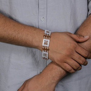 Rudraksha Silver Dimond Om Brooch Bracelet