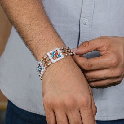 Rudraksha Silver Three Jay Thakar Brooch Bracelet