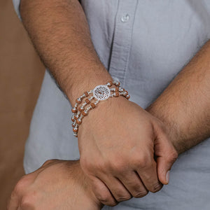 Rudraksha Silver Om in Flower Bracelet
