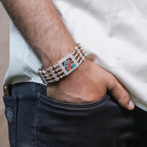 Rudraksha Silver Jay Thakar Four Line Bracelet