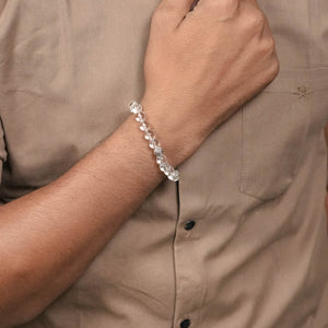 Spatik Beads with Om Namah Shivay Silver Beads Bracelet