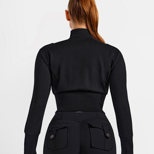 Loose Fit Active Crop Jacket - Black
